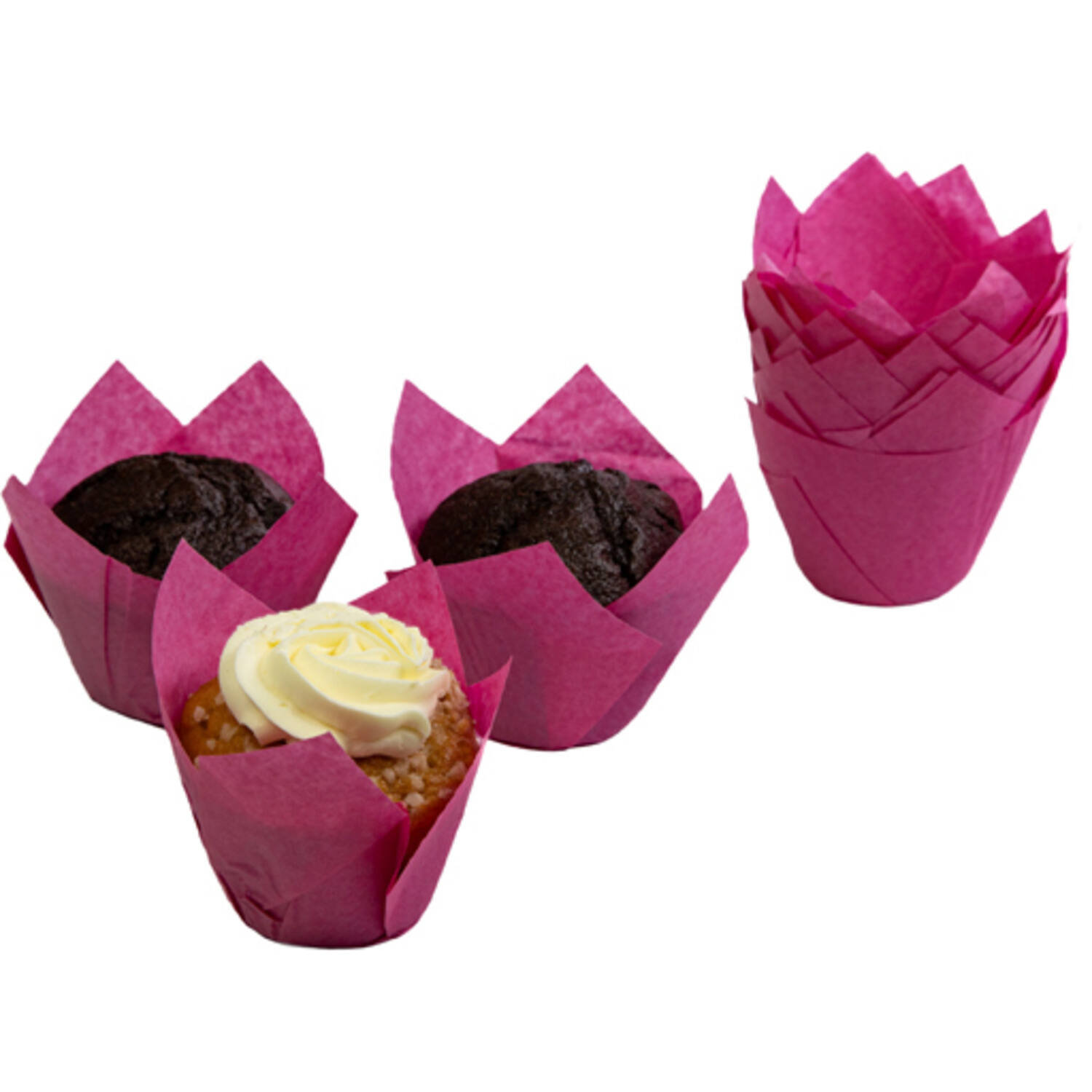 Muffin tulp cups roze 36 st