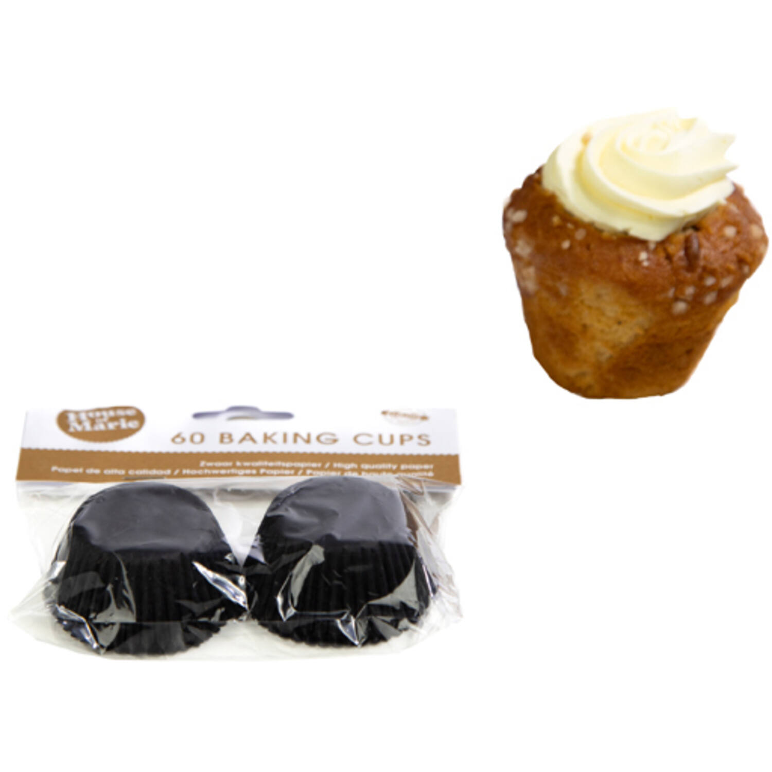 Mini cupcakecups zwart 35x23 mm 60 st