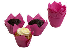 Muffin tulp cups roze 36 st